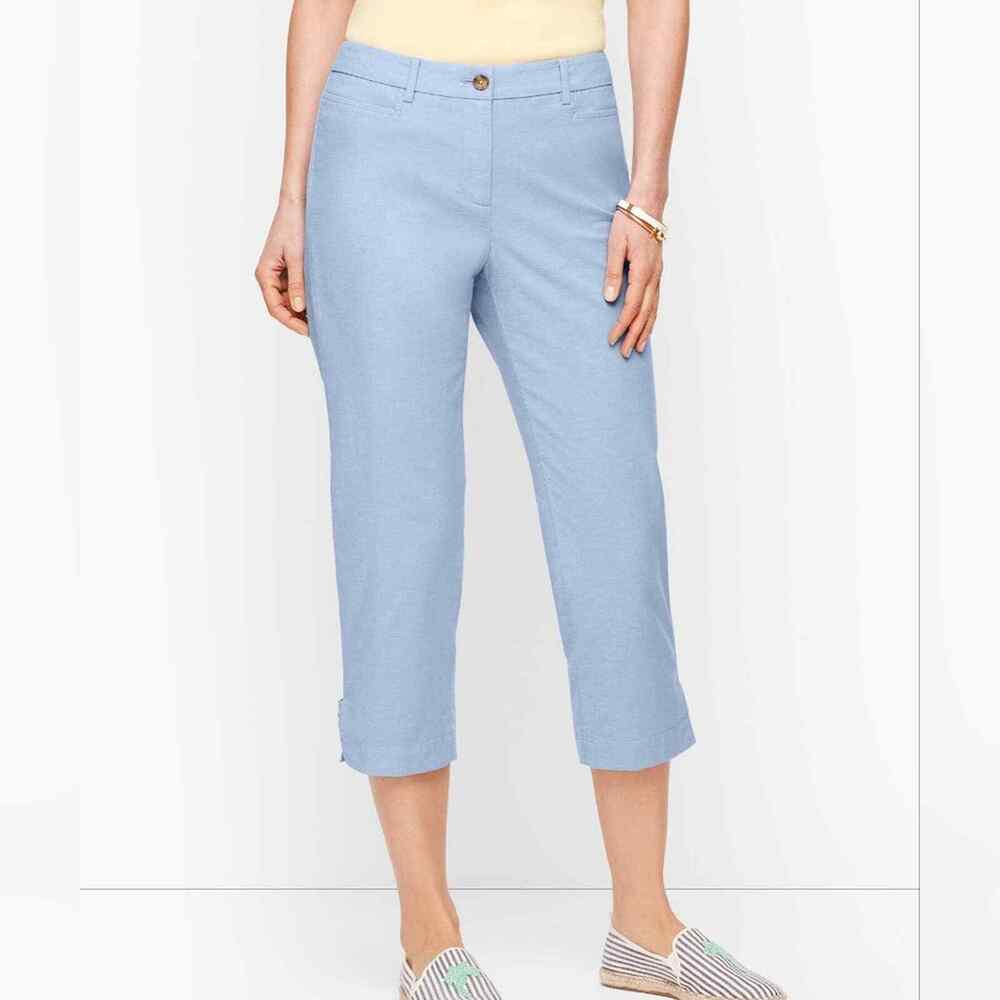 Talbots Women's Blue Cotton Blend Preppy Crop Capri Perfect Skimmer Pants plus‎